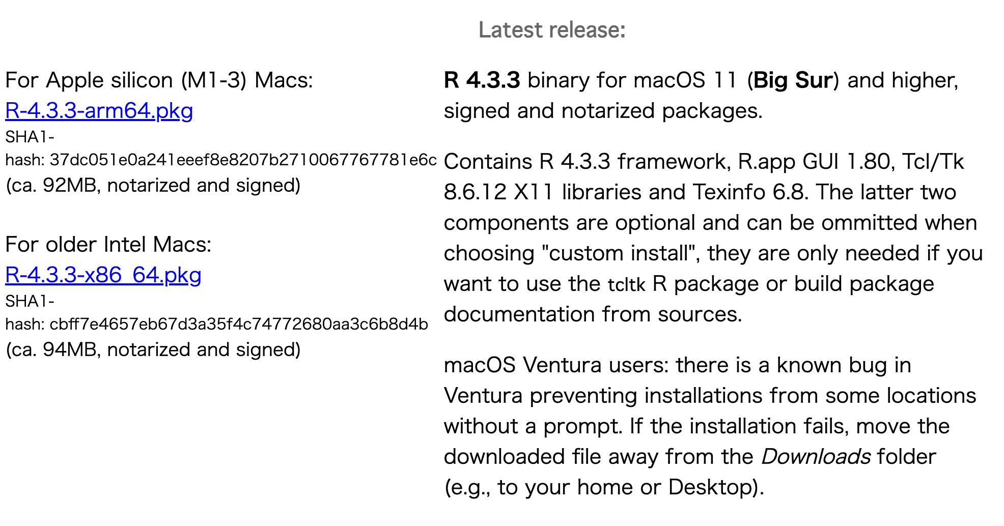 Rのダウンロード。MacOSの場合