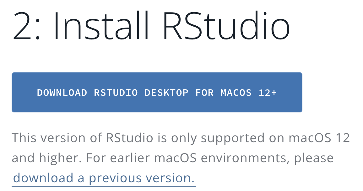 RStudioのダウンロード。図はMacOSの場合