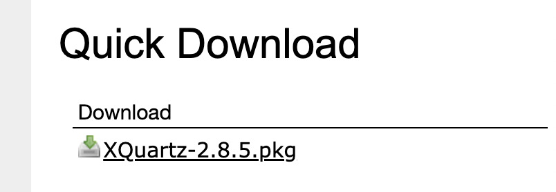 XQuartzのダウンロード画面